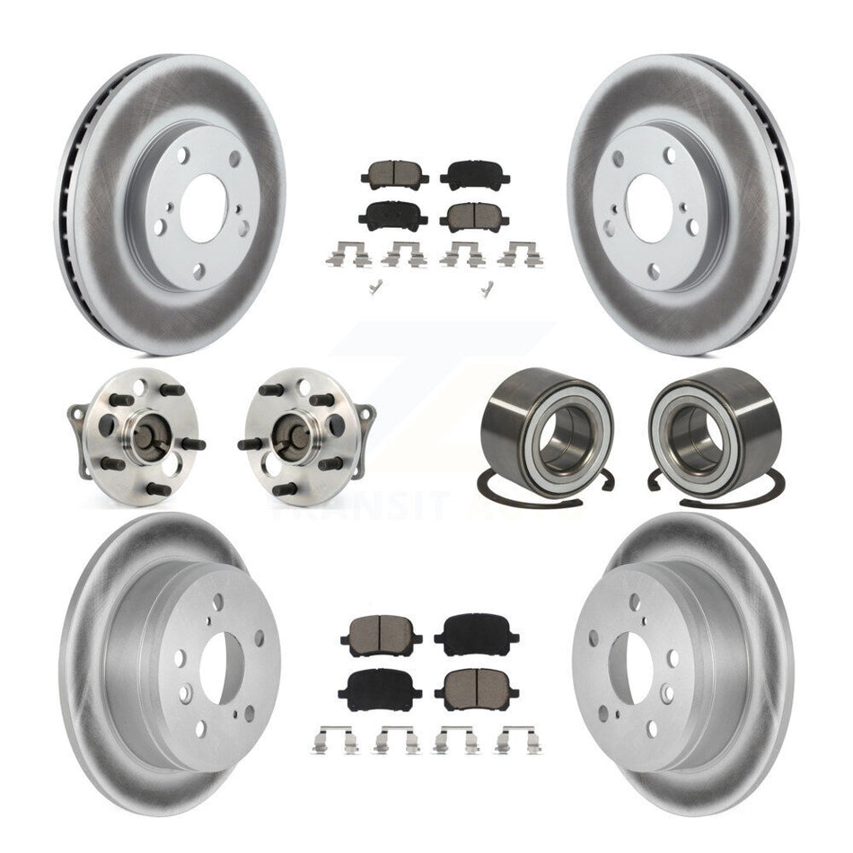 Front Rear Wheel Hub Bearings Assembly Coated Disc Brake Rotors And Ceramic Pads Kit (10Pc) For Toyota Camry Solara KBB-117905