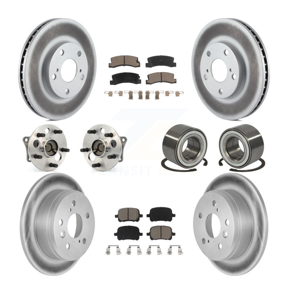 Front Rear Hub Bearing Coated Brake Rotor & Pads Kit (10Pc) For Toyota Camry Solara Lexus KBB-117906