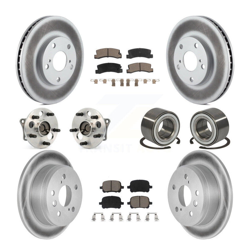 Front Rear Hub Bearing Coated Brake Rotor & Pads Kit (10Pc) For Toyota Camry Solara Lexus KBB-117906