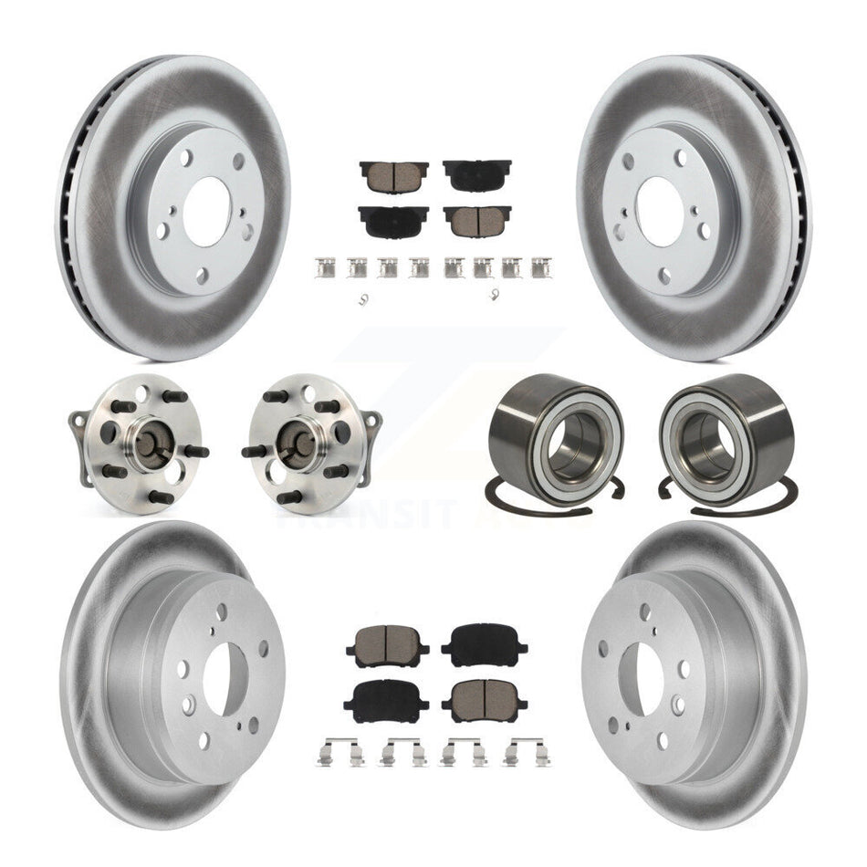 Front Rear Wheel Hub Bearings Assembly Coated Disc Brake Rotors And Ceramic Pads Kit (10Pc) For 2000-2001 Toyota Camry 3.0L with 4-Wheel ABS Vehicles Manufactured In Japan KBB-117907