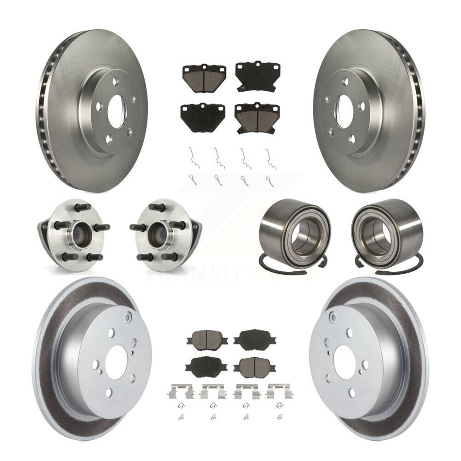 Front Rear Wheel Hub Bearings Assembly Coated Disc Brake Rotors And Ceramic Pads Kit (10Pc) For Toyota Celica KBB-117908