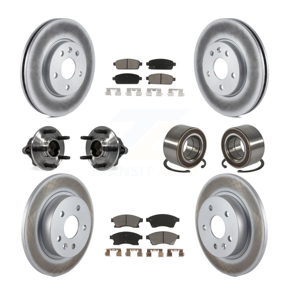 Front Rear Wheel Hub Bearings Assembly Coated Disc Brake Rotors And Ceramic Pads Kit (10Pc) For Chevrolet Sonic KBB-117912