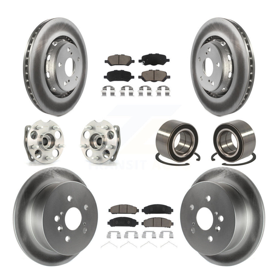 Front Rear Wheel Hub Bearings Assembly Coated Disc Brake Rotors And Ceramic Pads Kit (10Pc) For 2009-2016 Toyota Venza AWD KBB-117919