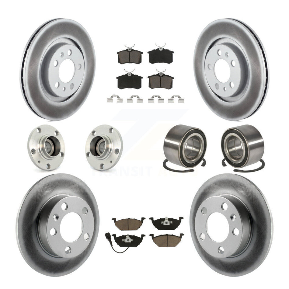 Front Rear Wheel Hub Bearings Assembly Coated Disc Brake Rotors And Ceramic Pads Kit (10Pc) For 2007-2010 Volkswagen Beetle With 280mm Diameter Rotor KBB-117922