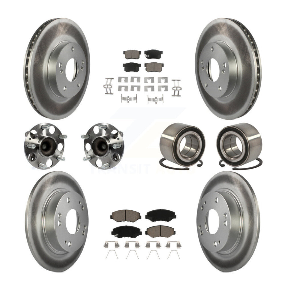 Front Rear Wheel Hub Bearings Assembly Coated Disc Brake Rotors And Ceramic Pads Kit (10Pc) For Honda Civic KBB-117936