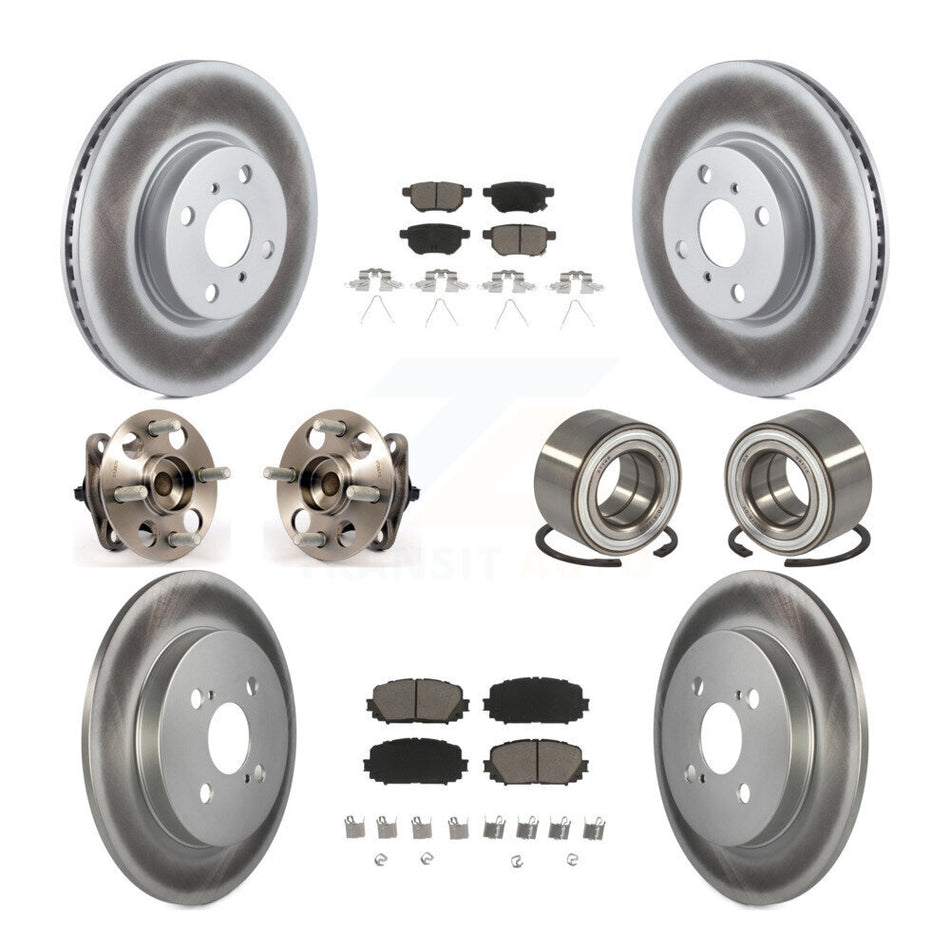 Front Rear Wheel Hub Bearings Assembly Coated Disc Brake Rotors And Ceramic Pads Kit (10Pc) For Toyota Yaris Japan Production Identified By 1st Digit Of VIN J KBB-117940