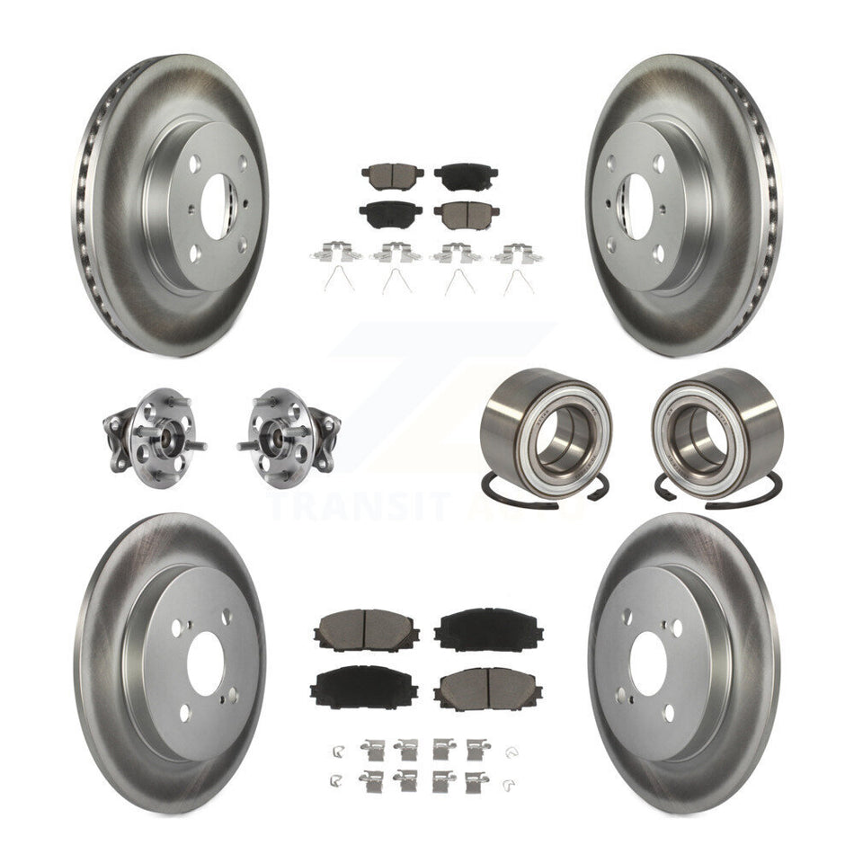 Front Rear Wheel Hub Bearings Assembly Coated Disc Brake Rotors And Ceramic Pads Kit (10Pc) For 2015-2018 Toyota Yaris Drum rear brakes KBB-117943