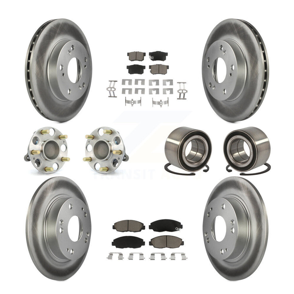 Front Rear Wheel Hub Bearings Assembly Coated Disc Brake Rotors And Ceramic Pads Kit (10Pc) For Honda Civic KBB-117946
