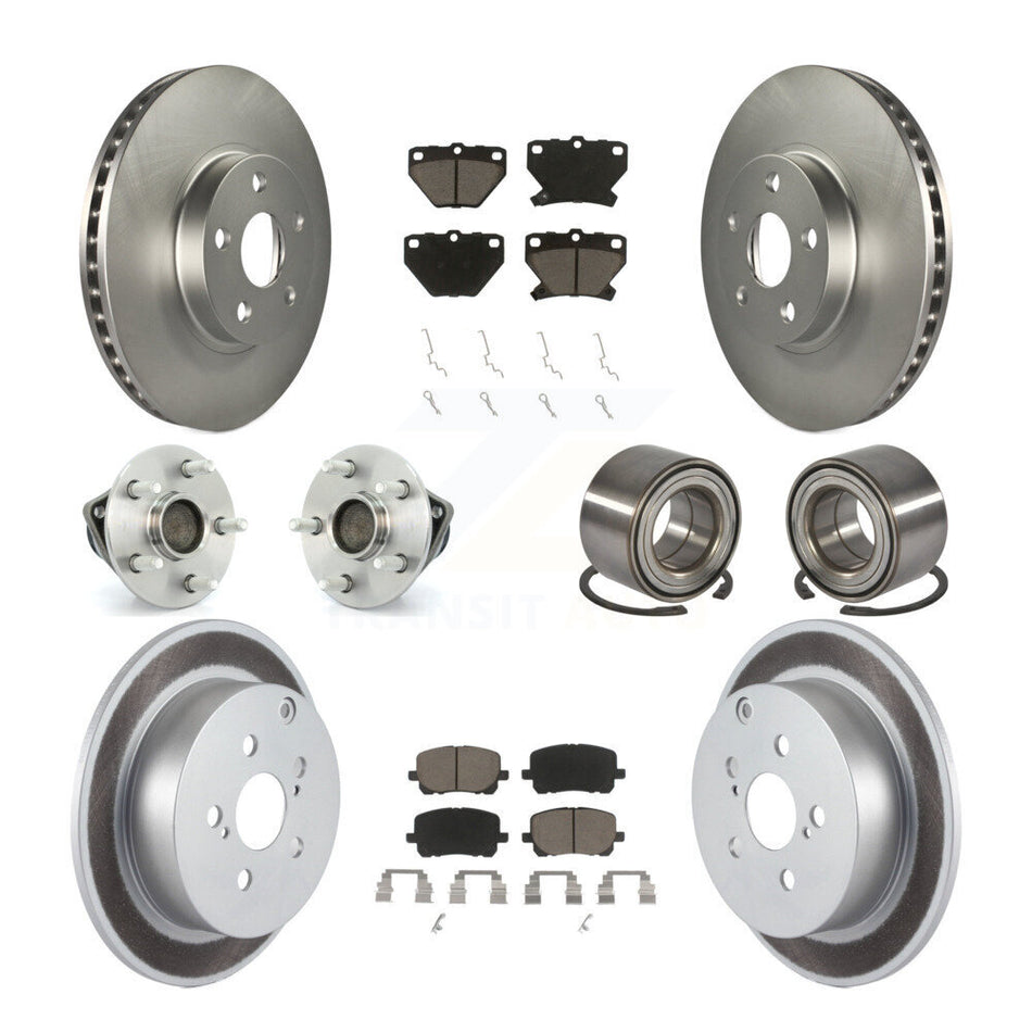 Front Rear Wheel Hub Bearings Assembly Coated Disc Brake Rotors And Ceramic Pads Kit (10Pc) For Toyota Corolla Matrix Pontiac Vibe KBB-117955
