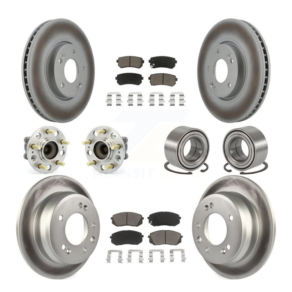 Front Rear Wheel Hub Bearings Assembly Coated Disc Brake Rotors And Ceramic Pads Kit (10Pc) For Kia Sportage Hyundai Tucson FWD KBB-117957