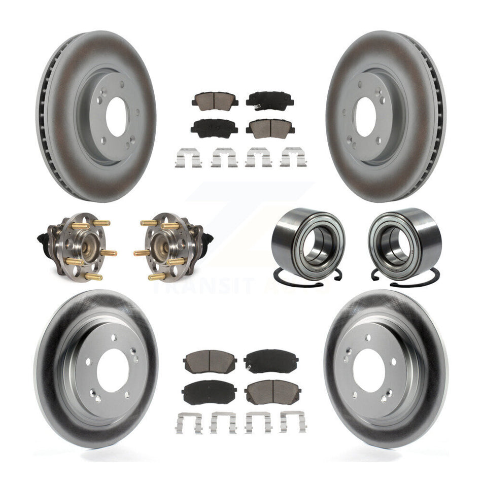 Front Rear Wheel Hub Bearings Assembly Coated Disc Brake Rotors And Ceramic Pads Kit (10Pc) For Kia Soul EV KBB-117967