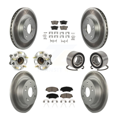 Front Rear Wheel Hub Bearing Coated Disc Brake Rotor And Pads Kit (10Pc) For Honda Accord KBB-118008
