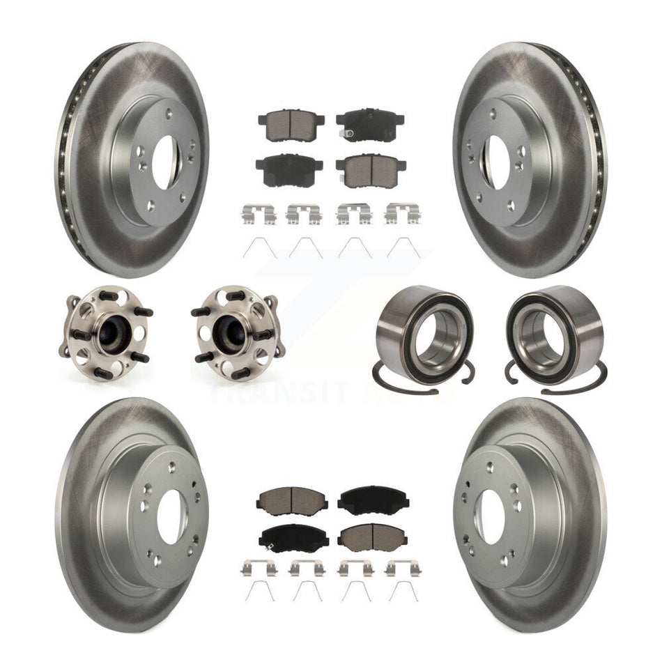 Front Rear Wheel Hub Bearings Assembly Coated Disc Brake Rotors And Ceramic Pads Kit (10Pc) For Honda Accord KBB-118020