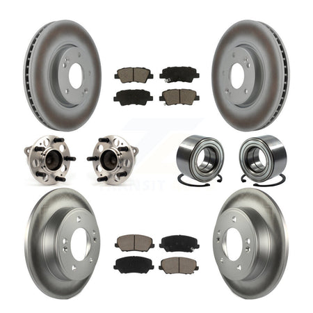 Front Rear Hub Bearing Coated Brake Rotor And Pad Kit (10Pc) For Kia Forte Forte5 Hyundai KBB-118028