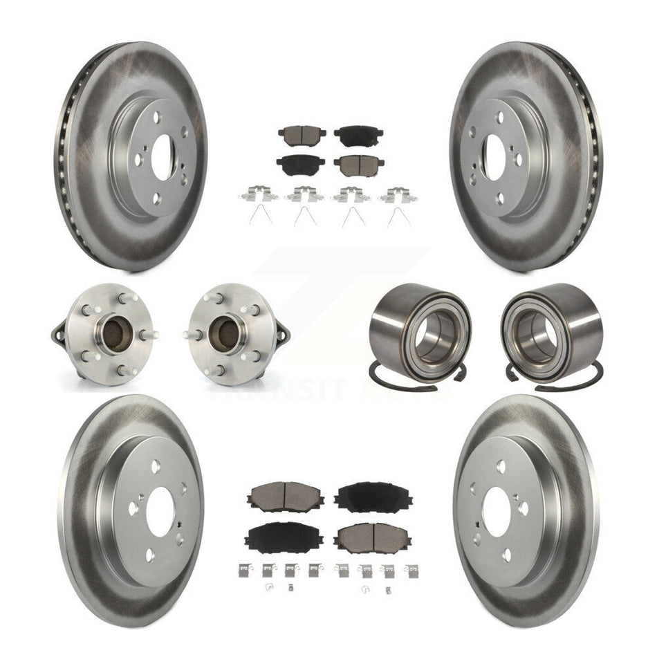 Front Rear Wheel Hub Bearings Assembly Coated Disc Brake Rotors And Ceramic Pads Kit (10Pc) For Toyota Corolla Matrix Pontiac Vibe KBB-118033