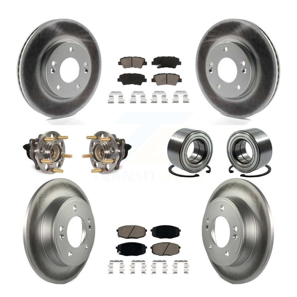 Front Rear Hub Bearing Coated Disc Brake Rotor And Pads Kit (10Pc) For 2014-2016 Kia Soul KBB-118042
