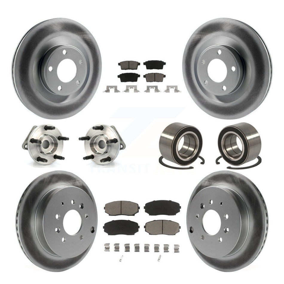 Front Rear Wheel Hub Bearings Assembly Coated Disc Brake Rotors And Ceramic Pads Kit (10Pc) For 2007-2010 Ford Edge Lincoln MKX AWD KBB-118056