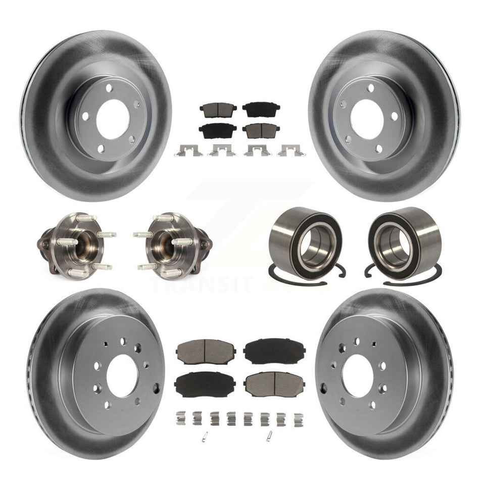 Front Rear Wheel Hub Bearings Assembly Coated Disc Brake Rotors And Ceramic Pads Kit (10Pc) For 2010-2010 Ford Edge Lincoln MKX FWD KBB-118057