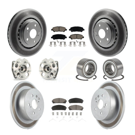 Front Rear Hub Bearing Coated Brake Rotor Pads Kit (10Pc) For 08-13 Toyota Highlander AWD KBB-118064