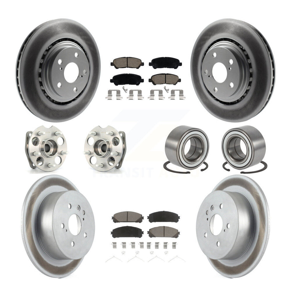 Front Rear Hub Bearing Coated Brake Rotor Pads Kit (10Pc) For 08-13 Toyota Highlander AWD KBB-118064