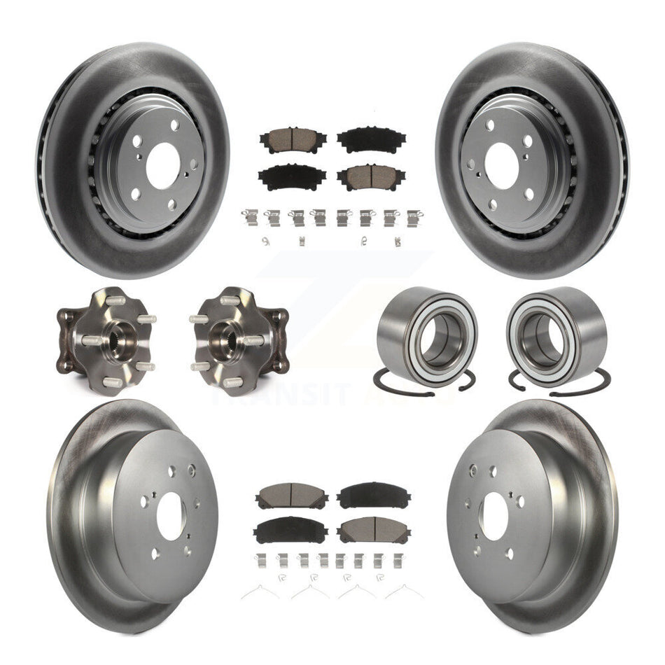 Front Rear Wheel Hub Bearings Assembly Coated Disc Brake Rotors And Ceramic Pads Kit (10Pc) For Lexus RX350 Toyota Highlander RX450h KBB-118067