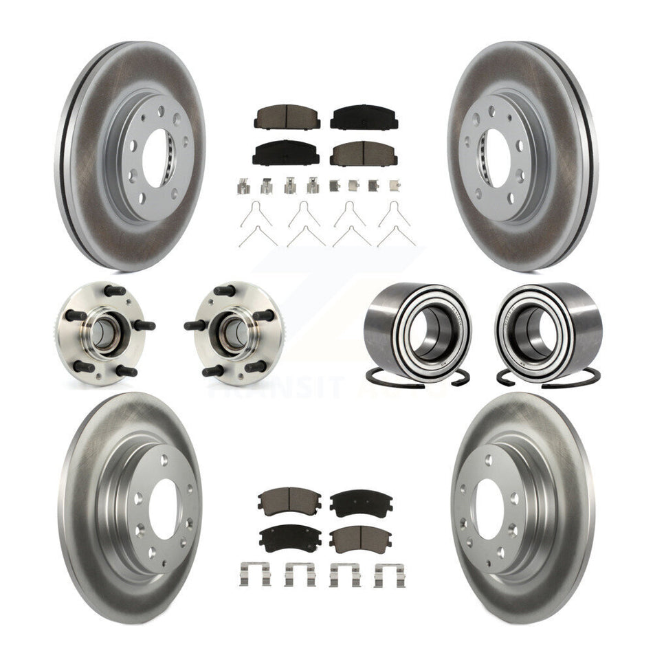 Front Rear Wheel Hub Bearings Assembly Coated Disc Brake Rotors And Ceramic Pads Kit (10Pc) For Mazda 6 KBB-118071