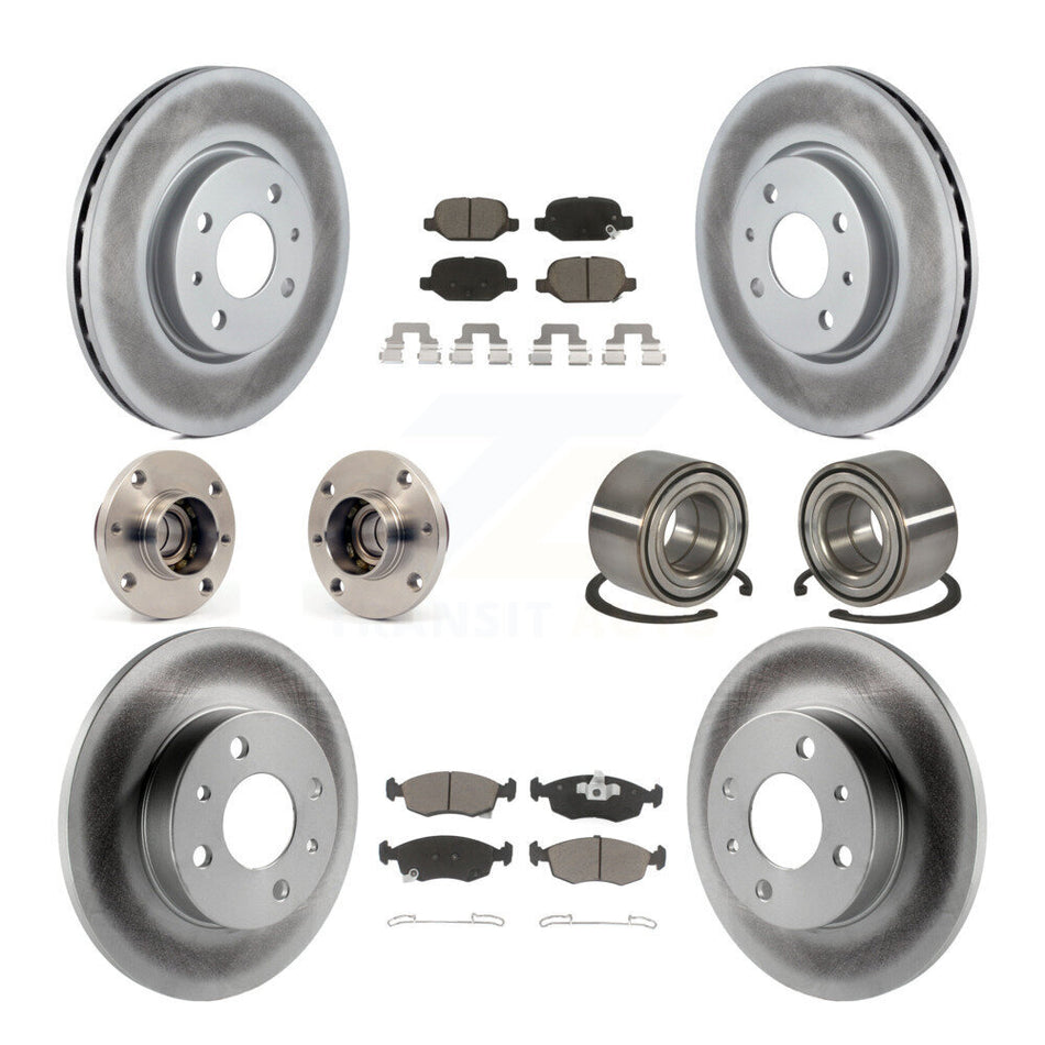 Front Rear Wheel Hub Bearings Assembly Coated Disc Brake Rotors And Ceramic Pads Kit (10Pc) For Fiat 500 KBB-118073