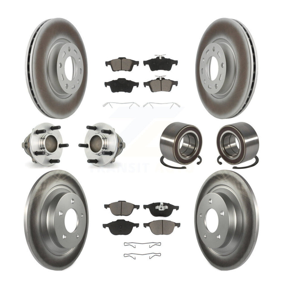 Front Rear Wheel Hub Bearings Assembly Coated Disc Brake Rotors And Ceramic Pads Kit (10Pc) For Mazda 5 KBB-118077
