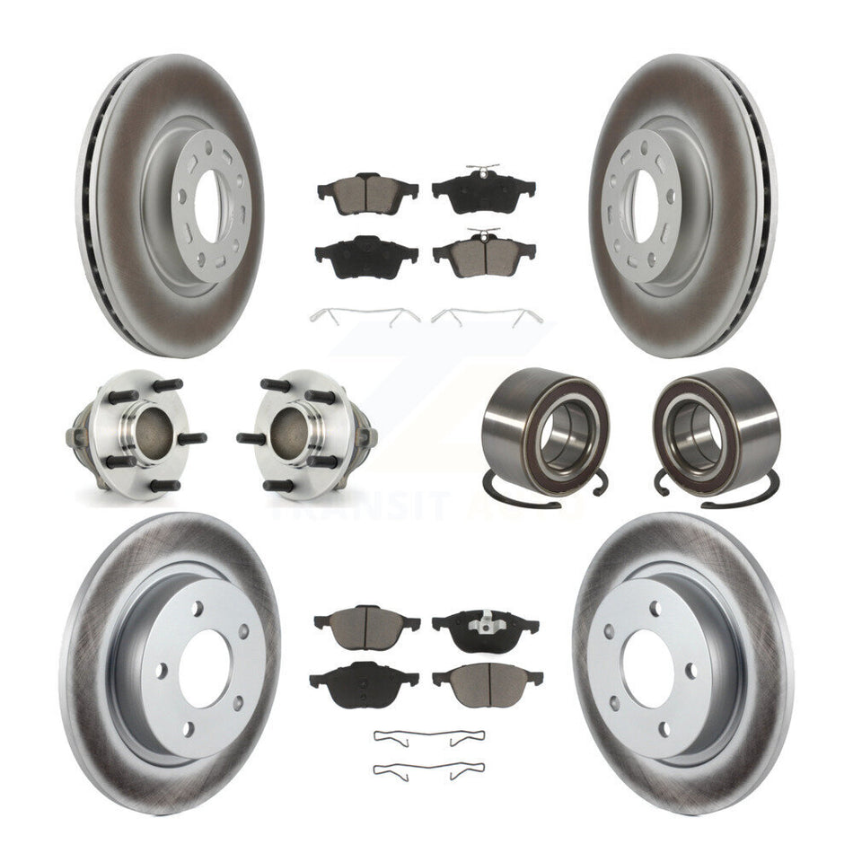 Front Rear Wheel Hub Bearings Assembly Coated Disc Brake Rotors And Ceramic Pads Kit (10Pc) For Mazda 3 Sport KBB-118080