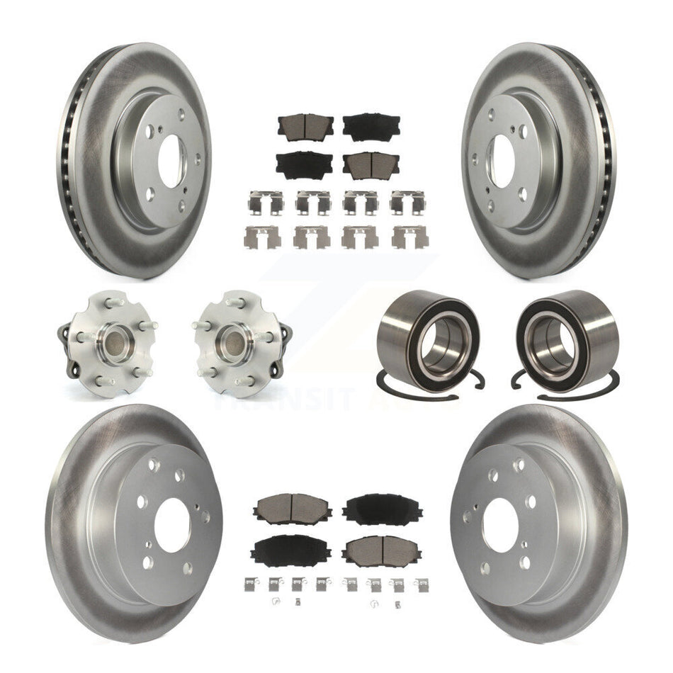 Front Rear Wheel Hub Bearings Assembly Coated Disc Brake Rotors And Ceramic Pads Kit (10Pc) For 2010 Lexus HS250h KBB-118094