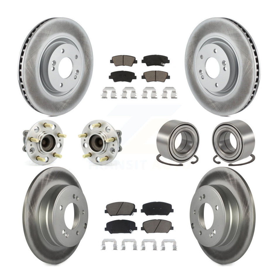 Front Rear Wheel Hub Bearings Assembly Coated Disc Brake Rotors And Ceramic Pads Kit (10Pc) For Kia Optima 2.0L KBB-118101