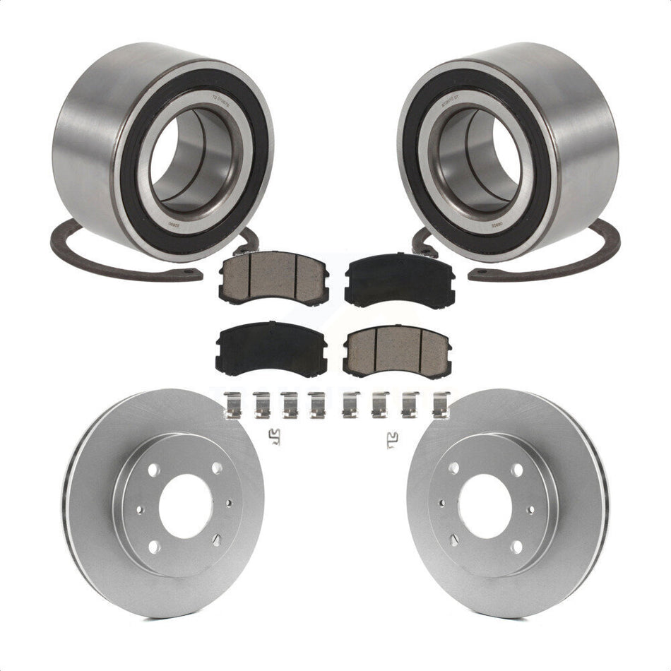 Front Wheel Bearing With Coated Disc Brake Rotors And Ceramic Pads Kit For Mitsubishi Lancer KBB-118122