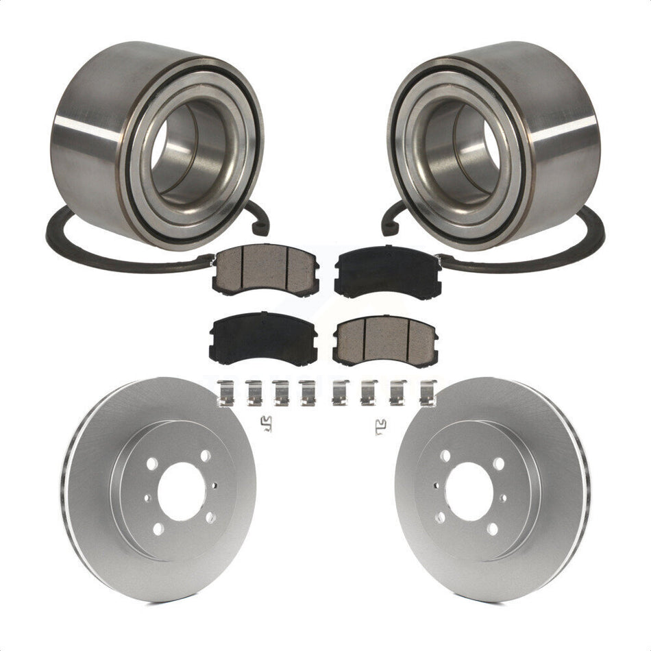 Front Wheel Bearing With Coated Disc Brake Rotors And Ceramic Pads Kit For Mitsubishi Lancer ES KBB-118123