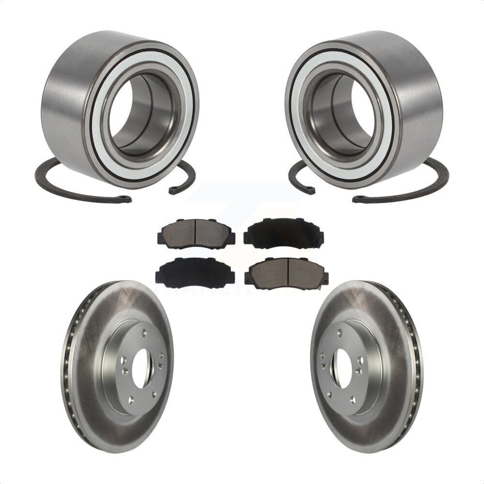 Front Wheel Bearing With Coated Disc Brake Rotors And Ceramic Pads Kit For 1998-2002 Honda Accord 3.0L KBB-118127