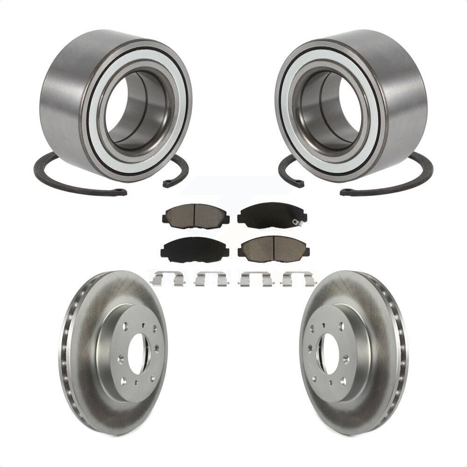 Front Wheel Bearing With Coated Disc Brake Rotors And Ceramic Pads Kit For 1998-2002 Honda Accord Sedan with 2.3L KBB-118128