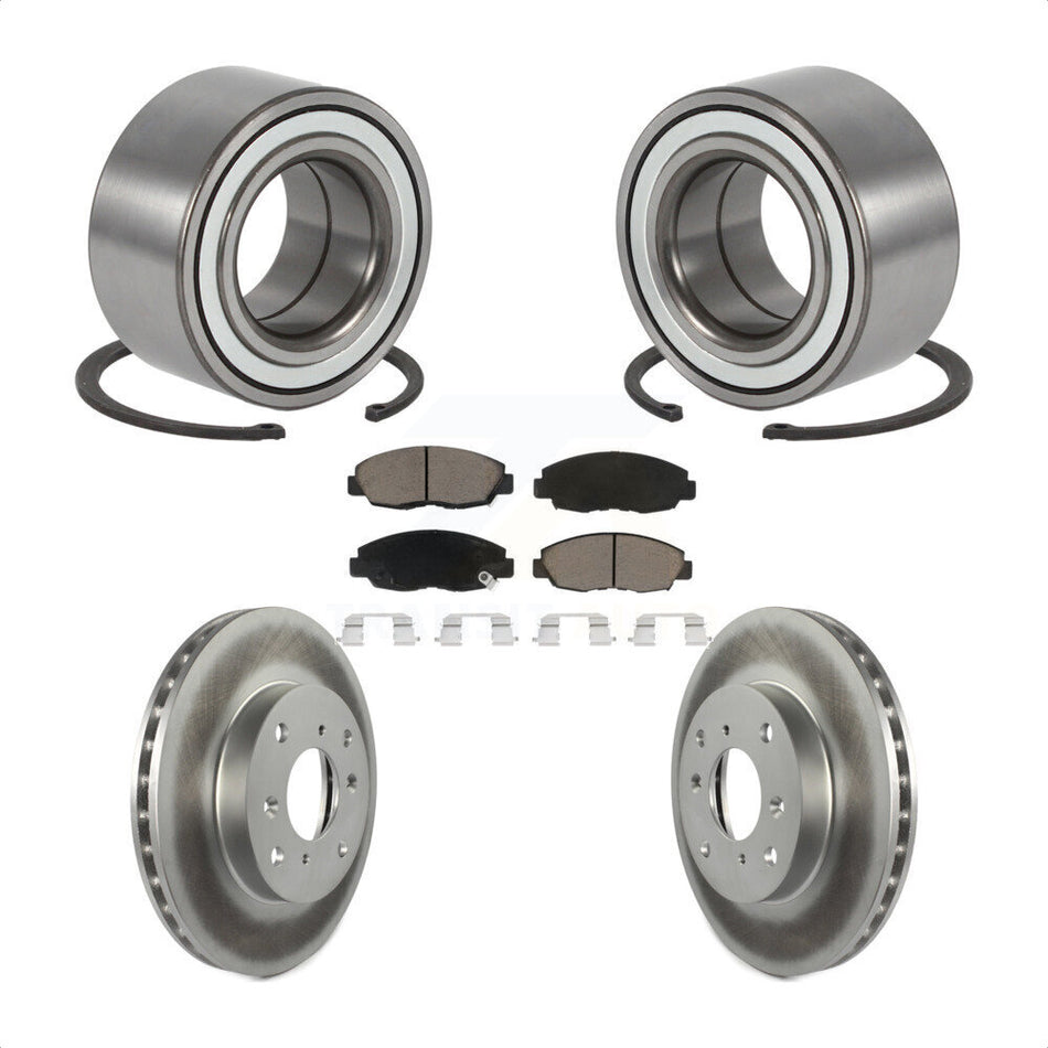 Front Wheel Bearing With Coated Disc Brake Rotors And Ceramic Pads Kit For 1998-2002 Honda Accord Coupe with 2.3L KBB-118129