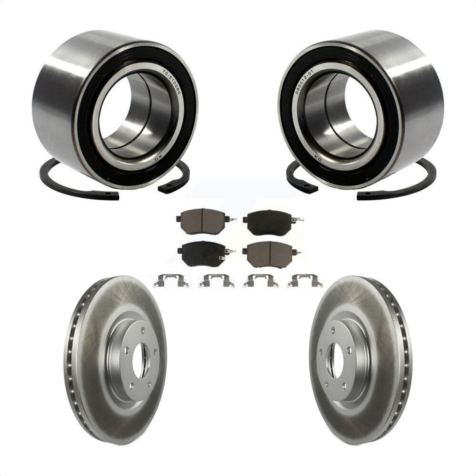Front Wheel Bearing With Coated Disc Brake Rotors And Ceramic Pads Kit For Nissan Altima Maxima KBB-118130