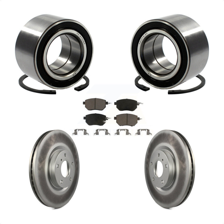 Front Wheel Bearing With Coated Disc Brake Rotors And Ceramic Pads Kit For Nissan Altima Maxima KBB-118132