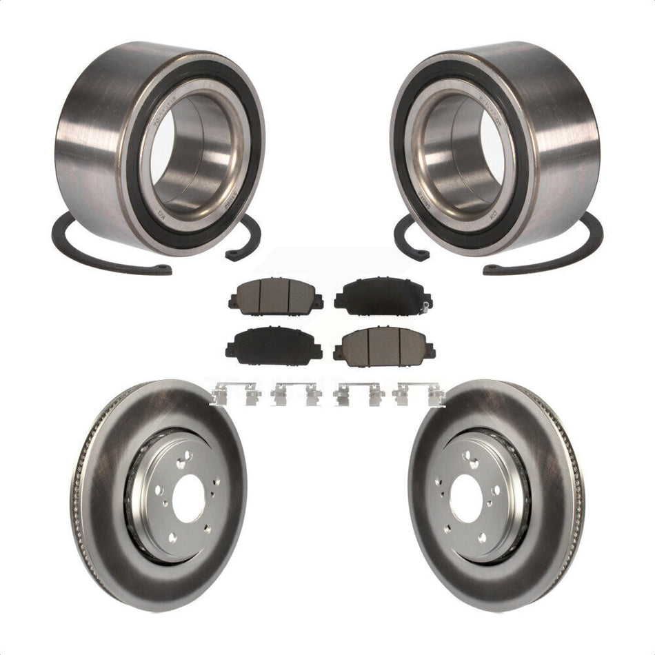 Front Wheel Bearing With Coated Disc Brake Rotors And Ceramic Pads Kit For 2017 Honda Accord Hybrid EX-L Touring KBB-118139