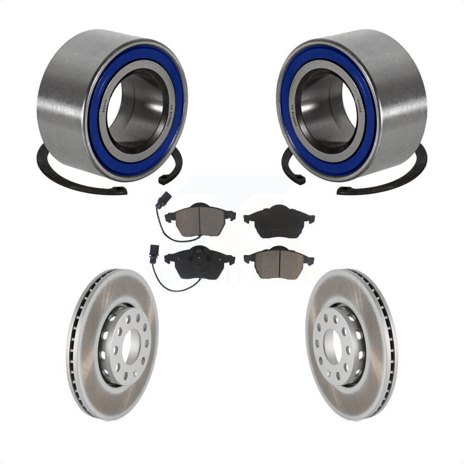 Front Wheel Bearing With Coated Disc Brake Rotors And Ceramic Pads Kit For Volkswagen Passat Audi A4 Quattro KBB-118146
