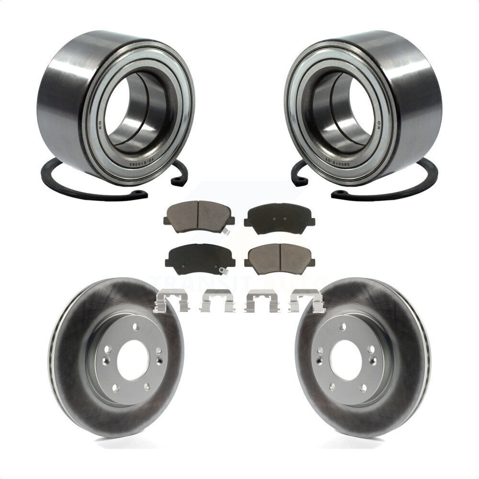Front Wheel Bearing With Coated Disc Brake Rotors And Ceramic Pads Kit For Hyundai Elantra Kia Forte Veloster GT Forte5 Coupe Koup KBB-118156