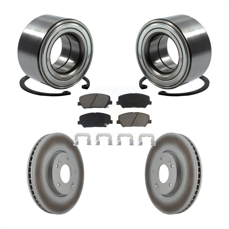 Front Wheel Bearing With Coated Disc Brake Rotors And Ceramic Pads Kit For Hyundai Veloster Kia Forte Koup KBB-118157