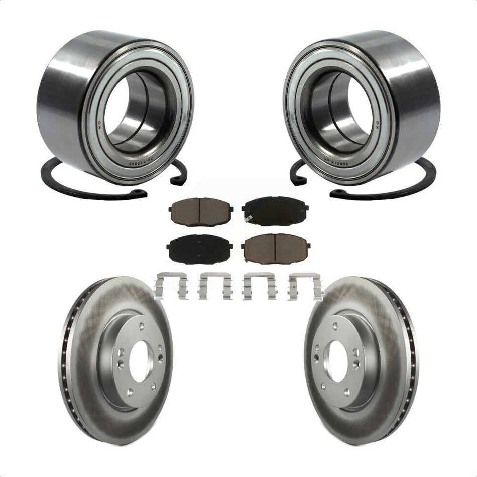 Front Wheel Bearing With Coated Disc Brake Rotors And Ceramic Pads Kit For Hyundai Elantra KBB-118161