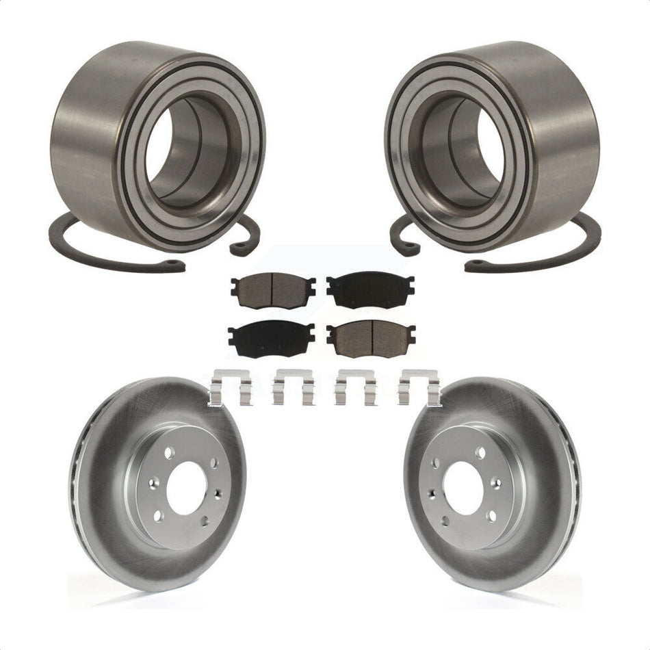 Front Wheel Bearing With Coated Disc Brake Rotors And Ceramic Pads Kit For Hyundai Accent Kia Rio Rio5 KBB-118166