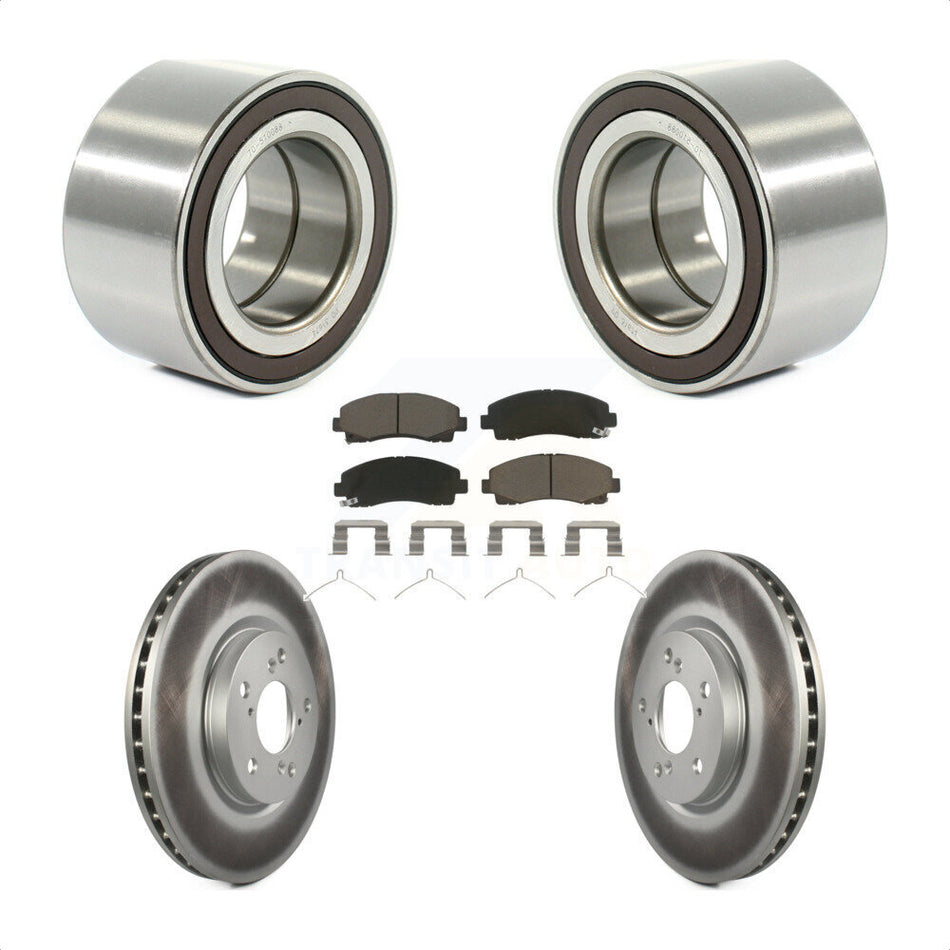 Front Wheel Bearing With Coated Disc Brake Rotors And Ceramic Pads Kit For 2006-2014 Honda Ridgeline KBB-118168
