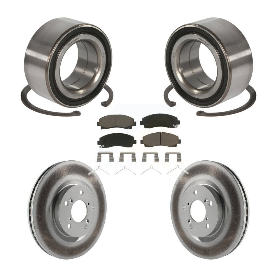Front Wheel Bearing With Coated Disc Brake Rotors And Ceramic Pads Kit For 2009-2014 Acura TL KBB-118170
