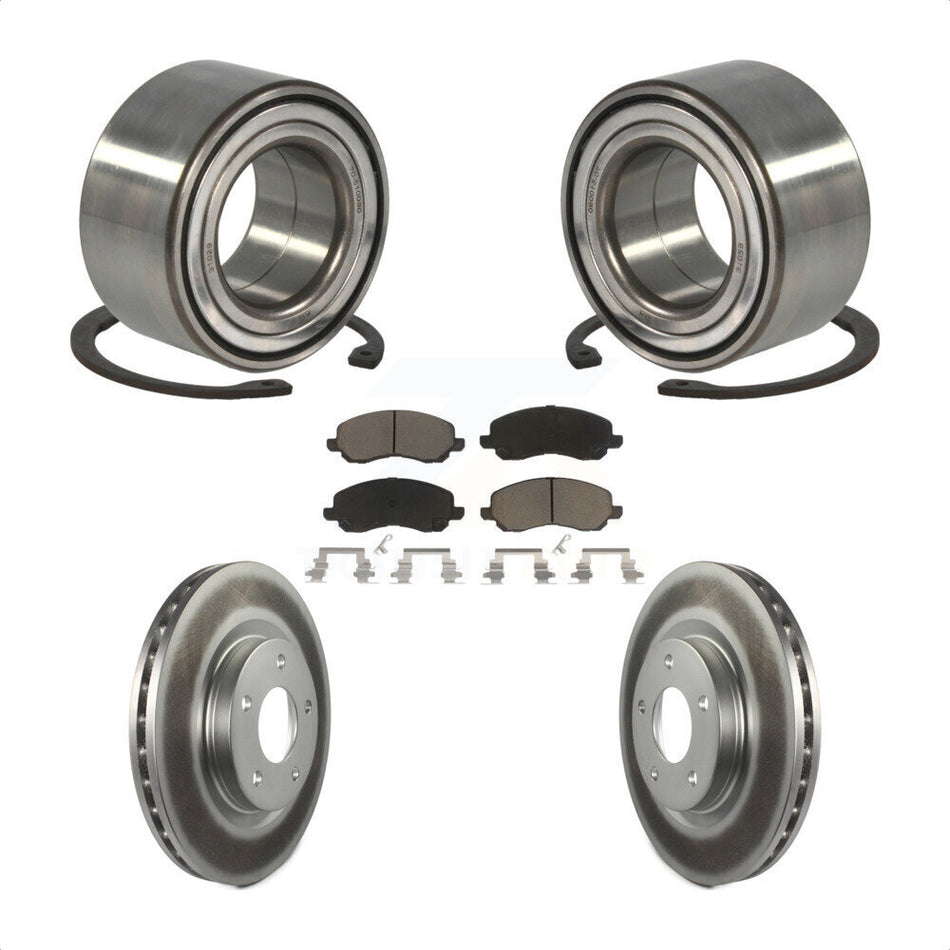Front Wheel Bearing With Coated Disc Brake Rotors And Ceramic Pads Kit For Jeep Patriot Mitsubishi Compass Dodge Caliber Outlander Sport Lancer RVR KBB-118172