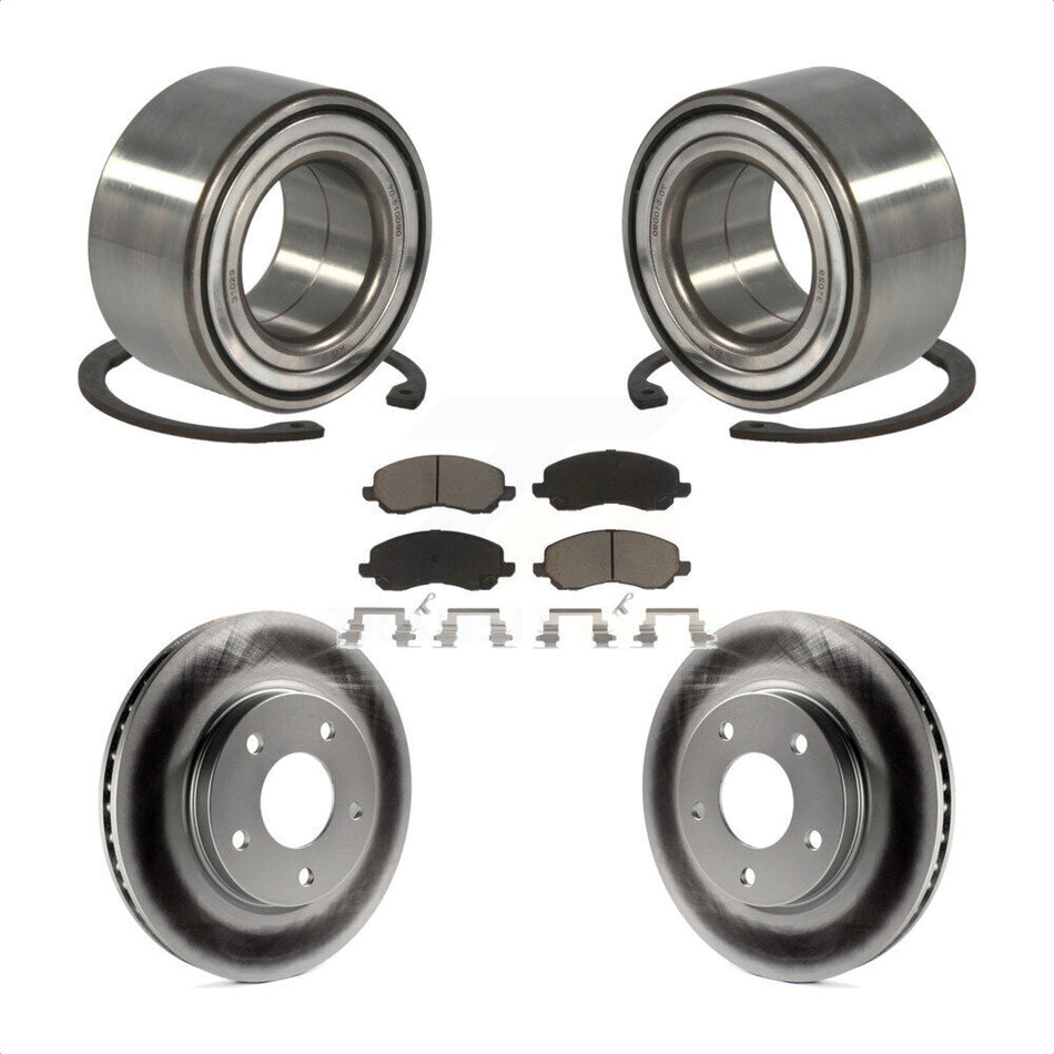 Front Wheel Bearing With Coated Disc Brake Rotors And Ceramic Pads Kit For Dodge Caliber Mitsubishi Lancer KBB-118173