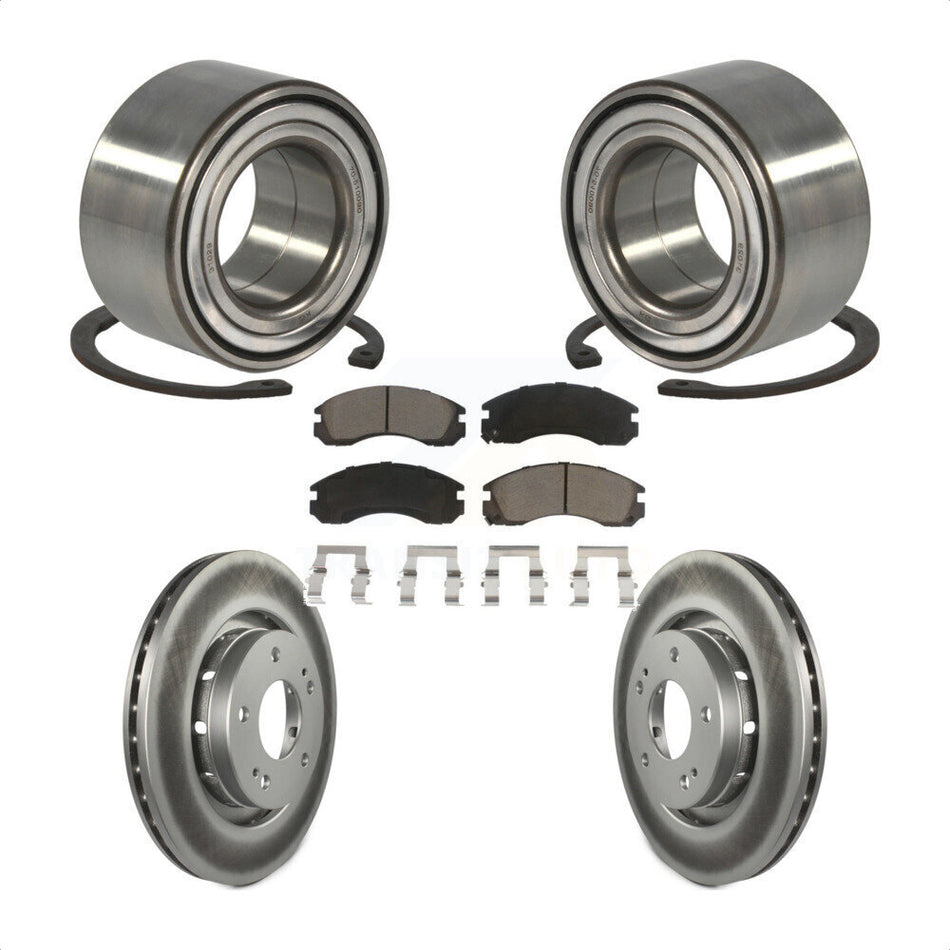 Front Wheel Bearing With Coated Disc Brake Rotors And Ceramic Pads Kit For 2009 Mitsubishi Lancer Ralliart with AWD To 03 09 KBB-118175