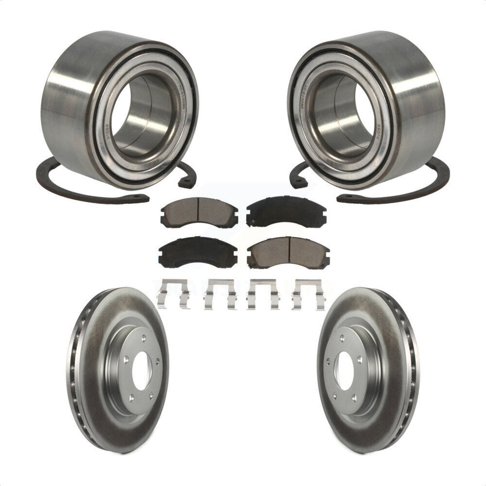 Front Wheel Bearing With Coated Disc Brake Rotors And Ceramic Pads Kit For 2017 Mitsubishi Lancer FWD 294mm Diameter Rotor KBB-118177